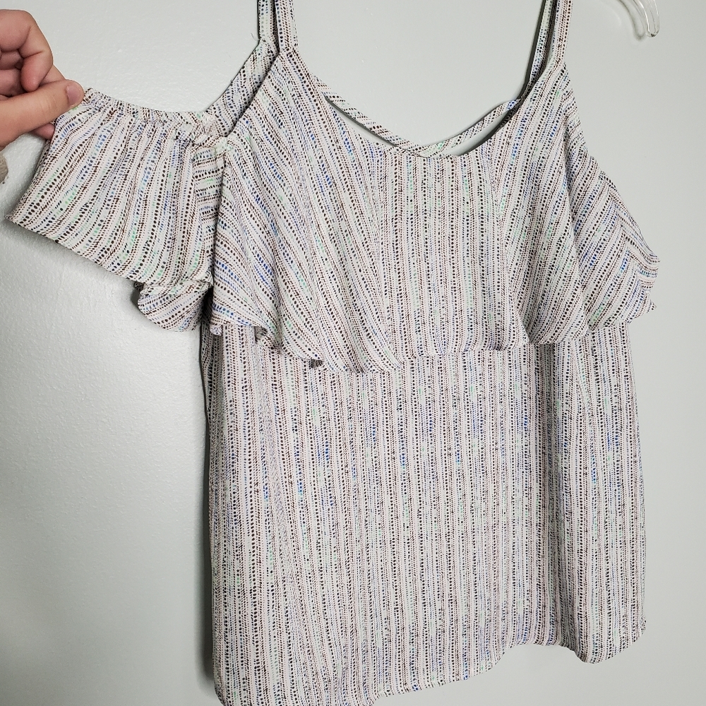 Apt. 9 Cold Shoulder Polka Dot Tank Top S - Picture 2 of 5